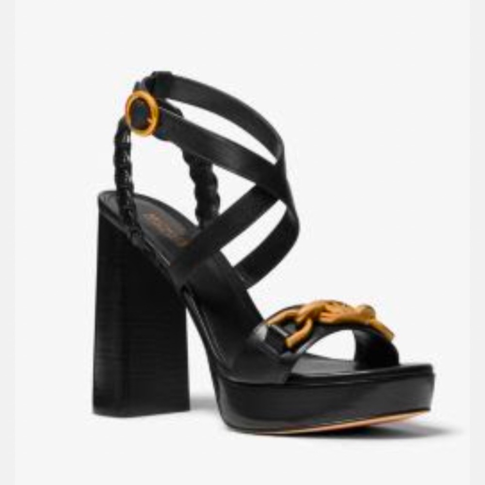 Kailey Embellished Leather platform Sandal black - Picture 2 of 4